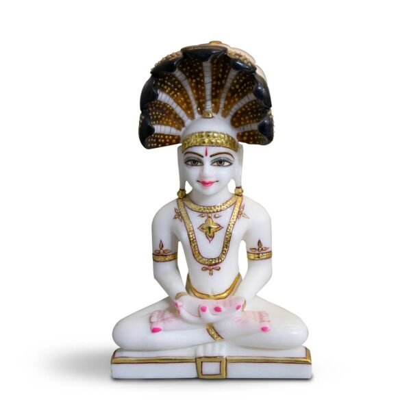 Parshwanath. White Marble Statue - Image 3