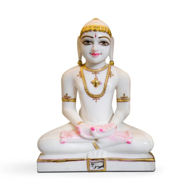 Mahavir Swami White Marble Statue - Image 2