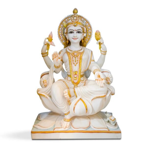 Maa Laxmi White Marble Statue - Image 2