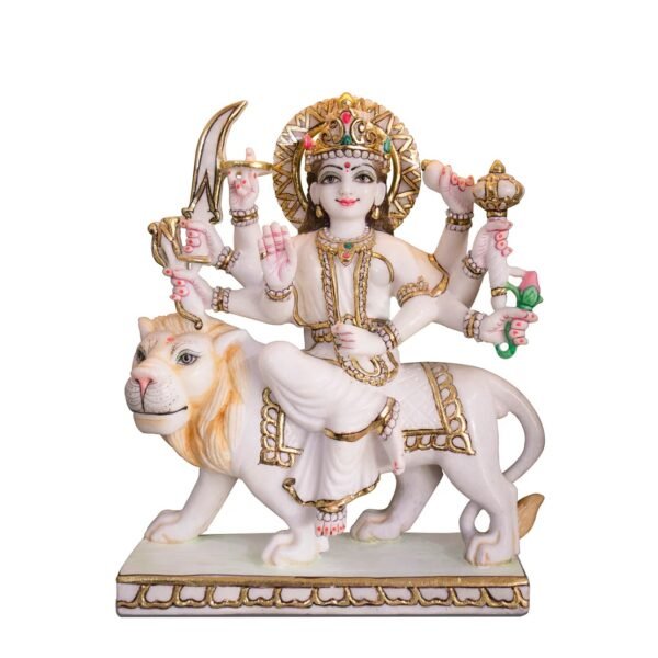 Maa Durga White Marble Statue - Image 2