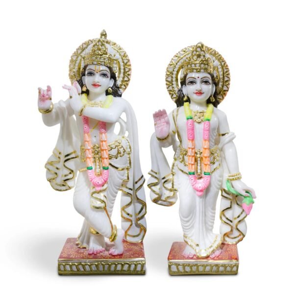 Radha Kirshna, White Marble Statue - Image 2