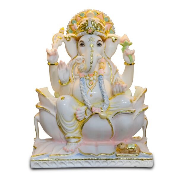 Ganesh,White Marble Statue - Image 2