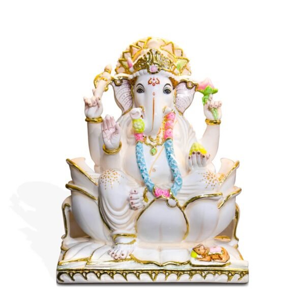 Ganesh,White Marble Statue - Image 2