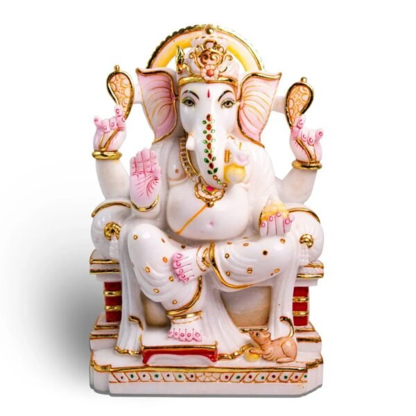 Ganesh 2 ,White Marble Statue - Image 2