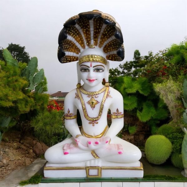 Parshwanath. White Marble Statue - Image 2