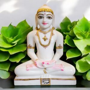 Mahavir Swami White Marble Statue