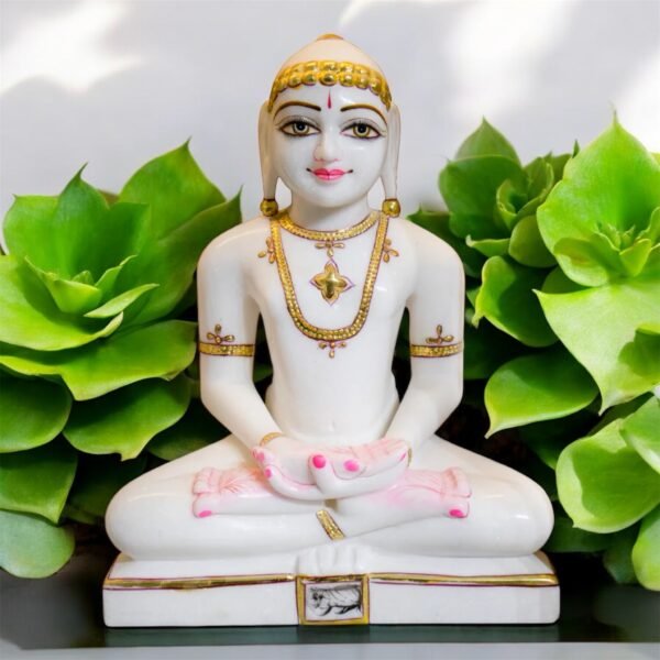 Mahavir Swami White Marble Statue