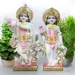 Radha Kirshna, White Marble Statue