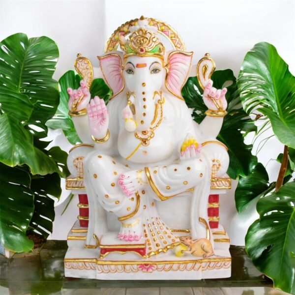 Ganesh 2 ,White Marble Statue