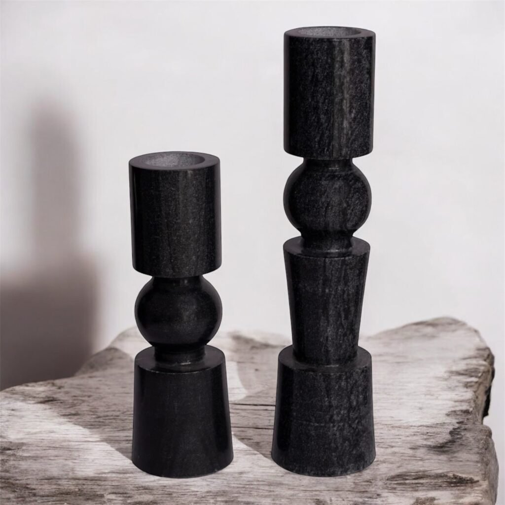 Marble Candle Holder ( Modern Black )
