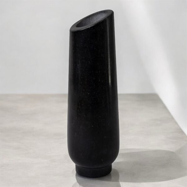 Marble Flower Vase, Black - Image 3