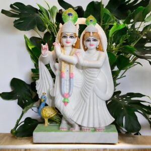 Radha Kirshna, White Marble Statue