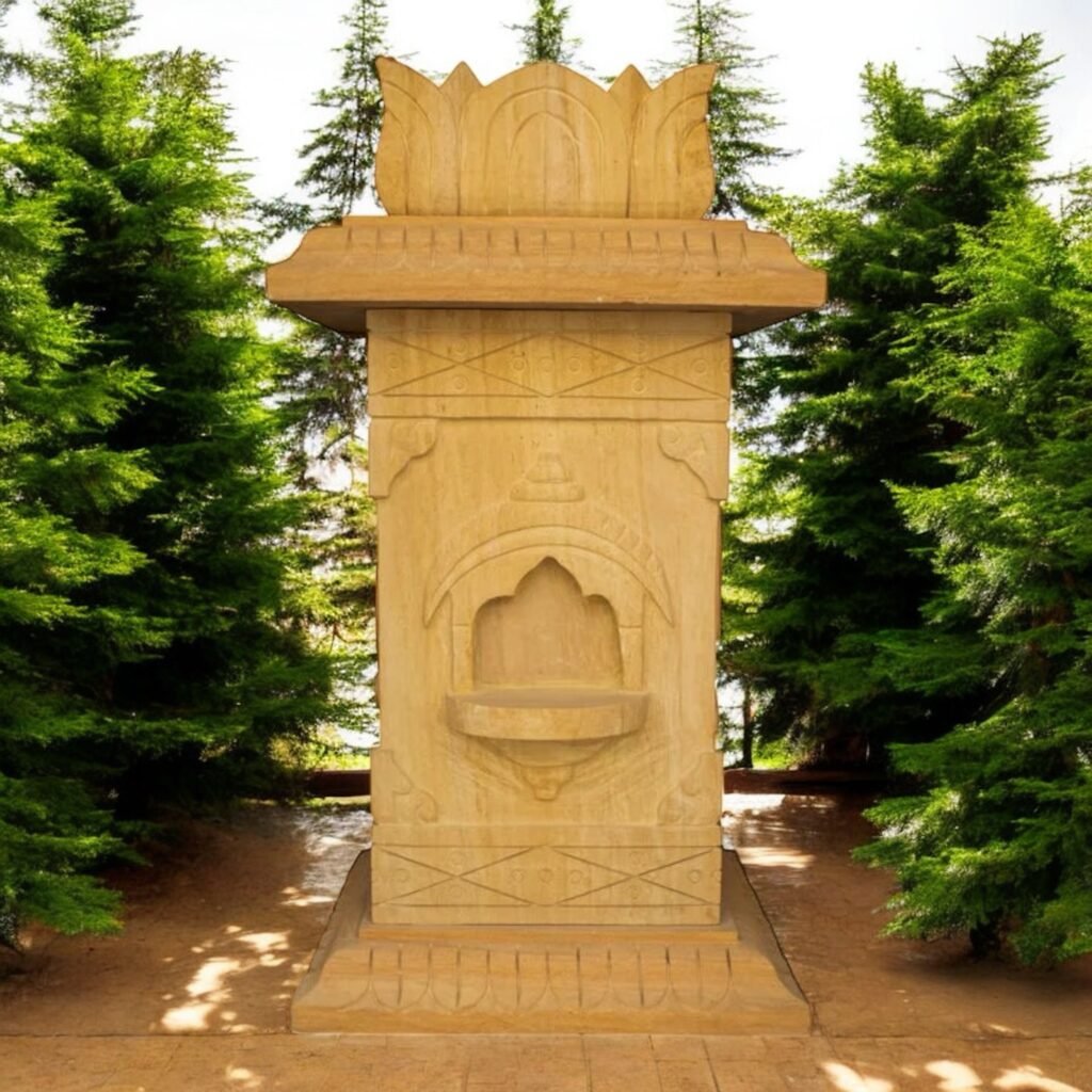 Sandstone Tulsi Pot,Brown Carving