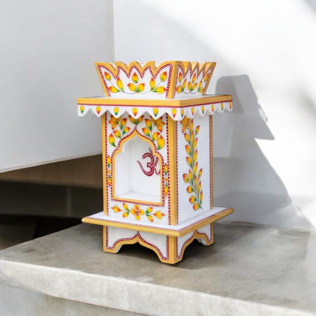 Small Marble Tulsi Pot - Painting