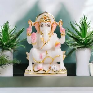 White Marble Ganesh Statue 6 inch
