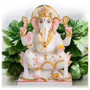 White Marble Ganesh Statue 9 inch