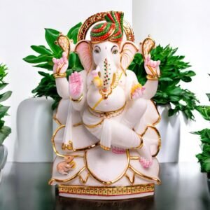 White Marble Ganesh Statue 15 inch